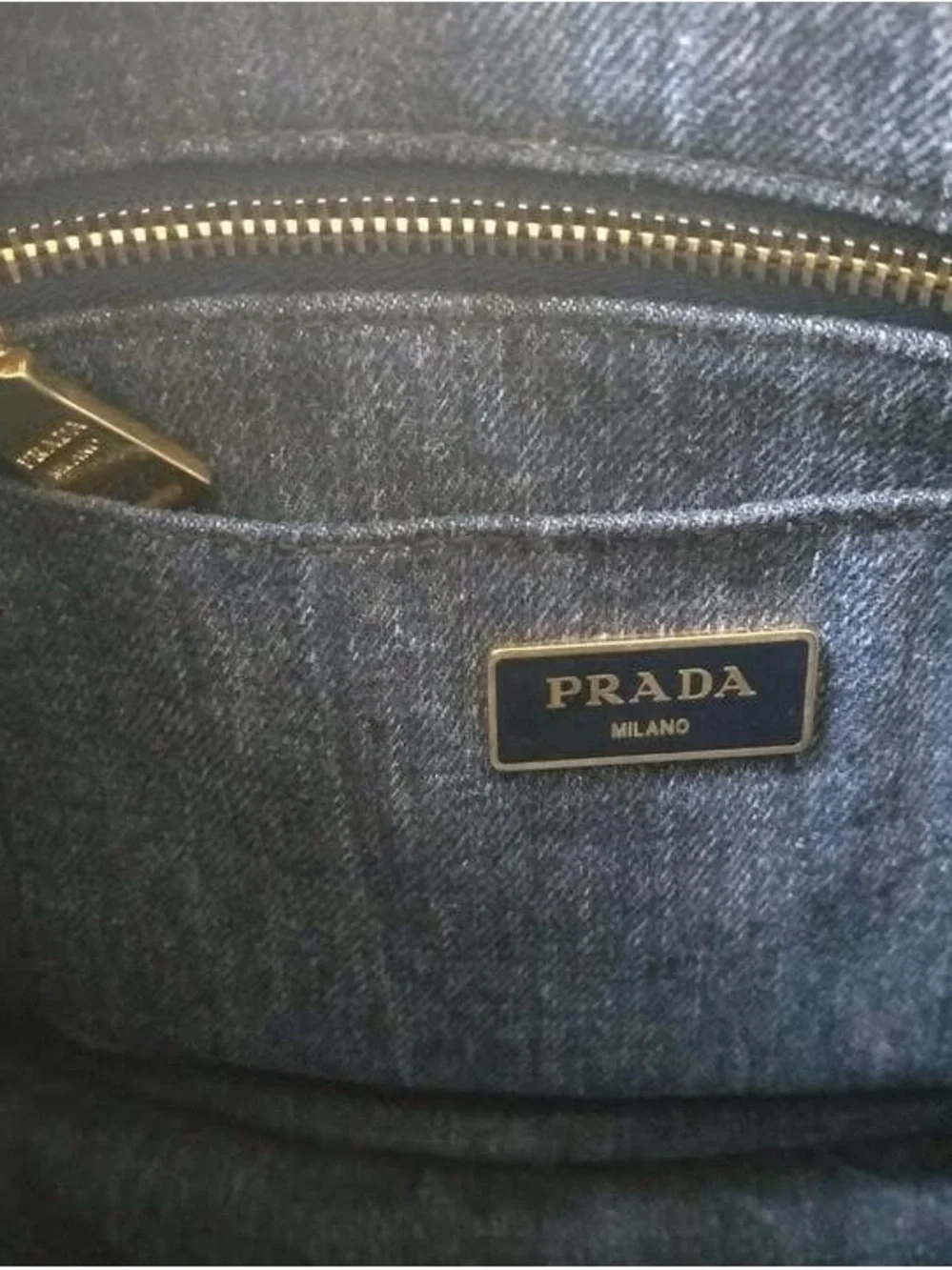 Prada Denim Tote Bag in Dark Blue with Removable Strap
